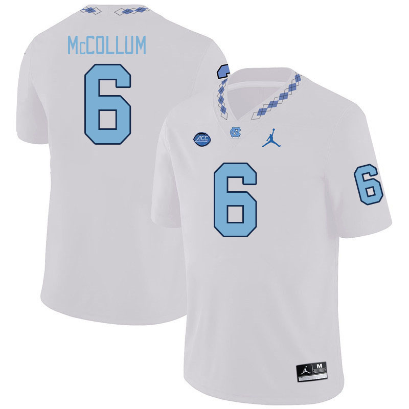 Men #6 Nate McCollum North Carolina Tar Heels College Football Jerseys Stitched-White